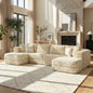 Modular Sectional Sofa 135.4" Boneless Sofa Couch Cozy Sectional Couch with Two Movable Ottomans for Living Room, Coffee