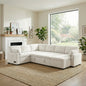 Convertible Sofa Bed 111" Sectional Sofa U-shaped Sofa with Reversible Chaise Lounge and Storage Pockets for Living Room, Beige