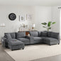 139'' U-shaped Modular Sectional Sofa with Console, Oversized L-Shaped Corduroy Couch with Wide Seat, USB Charger, Cup Holders, Movable Ottoman, Storage Pockets, 6 Seat for Living Room