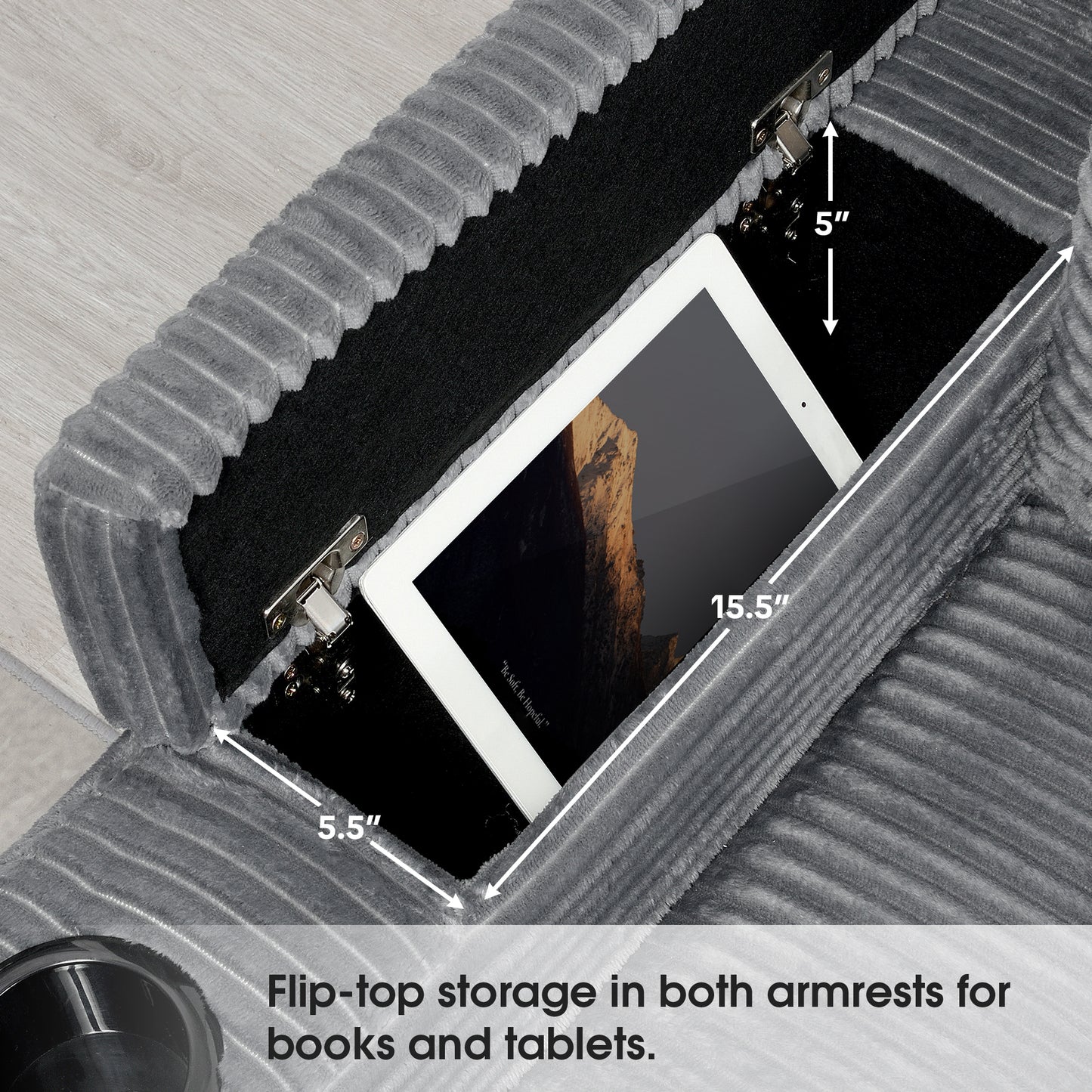 104" L-Shaped Corduroy Sectional Sofa - Storage & USB
