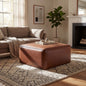 Upholstered Square PU Leather Ottoman,Brown (old sku N757P180768O)