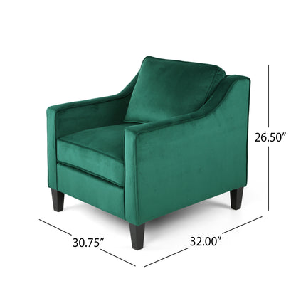 Green Velvet Club Chair - 30.75" W x 33.5" D for Living Room