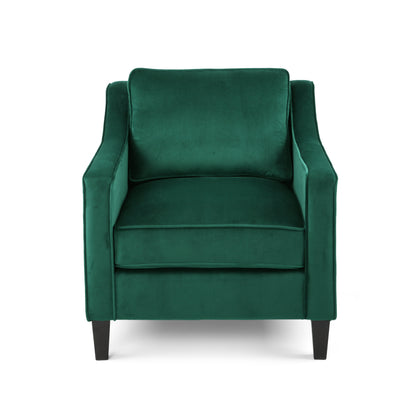 Green Velvet Club Chair - 30.75" W x 33.5" D for Living Room