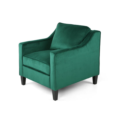 Green Velvet Club Chair - 30.75" W x 33.5" D for Living Room