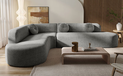 Grey Polyester 4 Seat Corner Sectional Sofa for Living Room
