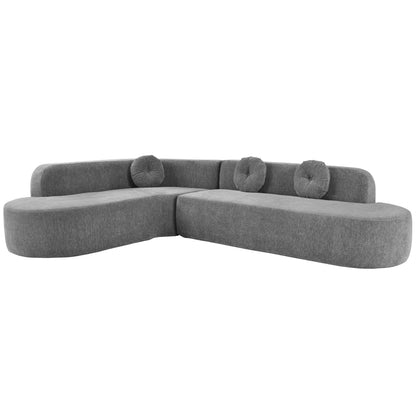 Grey Polyester 4 Seat Corner Sectional Sofa for Living Room