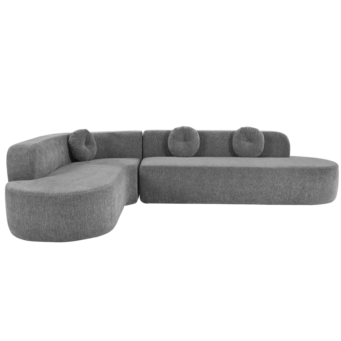 Grey Polyester 4 Seat Corner Sectional Sofa for Living Room