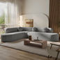 Mirod 122'' Extra Large Sectional Sofa Soft Fabric Upholstery, Elegant Curved Design with Three Round Cushions , High-Resilience Foam for Ultimate Comfort