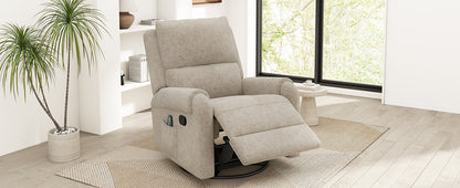 Oatmeal Manual Recliner with Massage - 8 Modes for Living Room