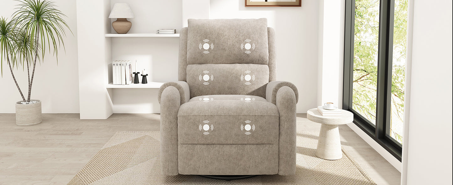 Oatmeal Manual Recliner with Massage - 8 Modes for Living Room