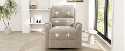 Oatmeal Manual Recliner with Massage - 8 Modes for Living Room