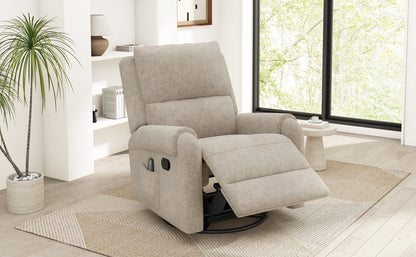 Oatmeal Manual Recliner with Massage - 8 Modes for Living Room