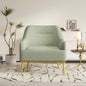 Modern Accent Chair Upholstered Armchair Single Sofa Chair with Curved Backrest and Gold Metal Legs for Living Room, Bedroom or Reading Corner, Green