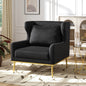 Modern Armchair Velvet Accent Chair Reading Chair Single Sofa Chair for Living Room, Bedroom, or Reading Corner, Black