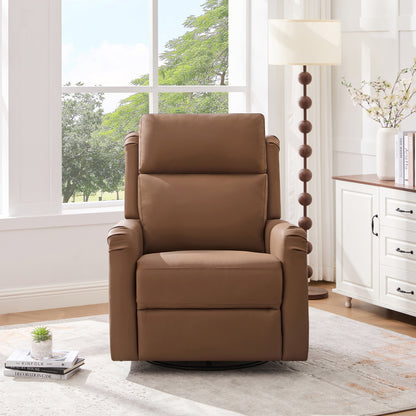Brown PU Leather Recliner Chair - 8-Point Massage & Swivel