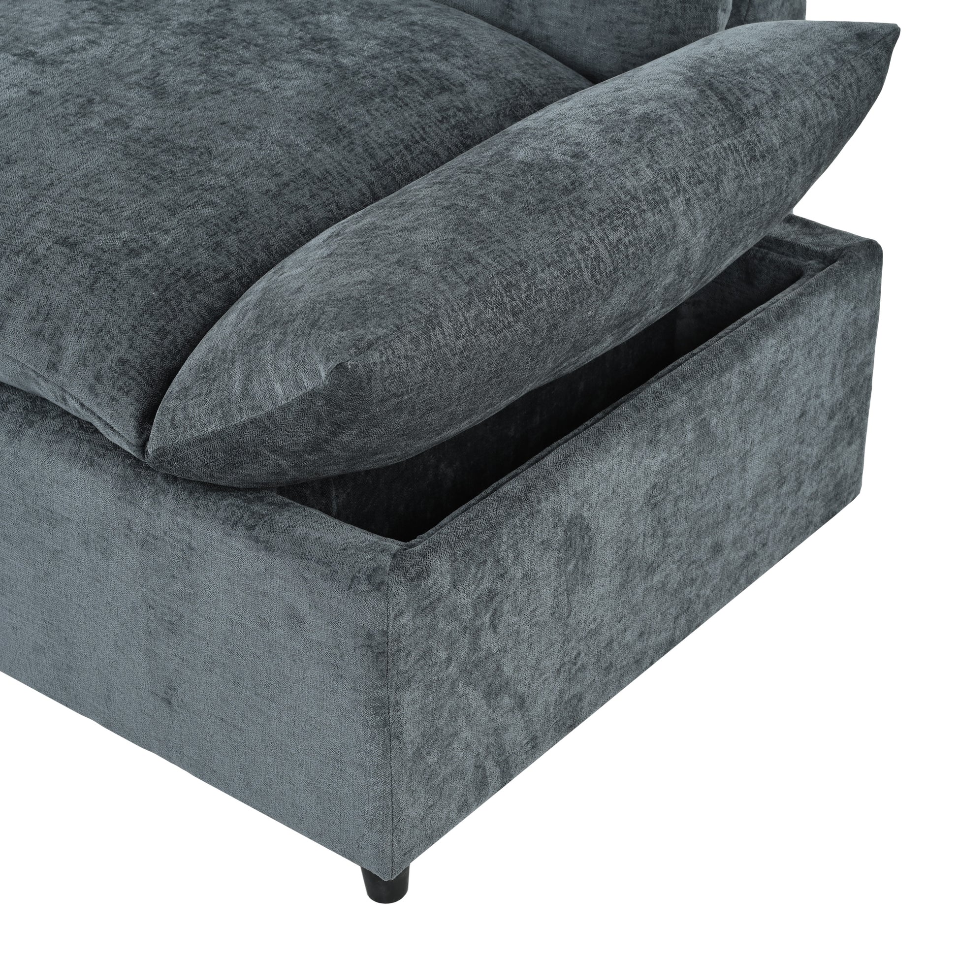 Dark Gray Modular Sectional Sofa - 5 Seat Comfort & Storage