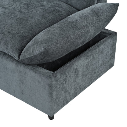 Dark Gray Modular Sectional Sofa - 5 Seat Comfort & Storage