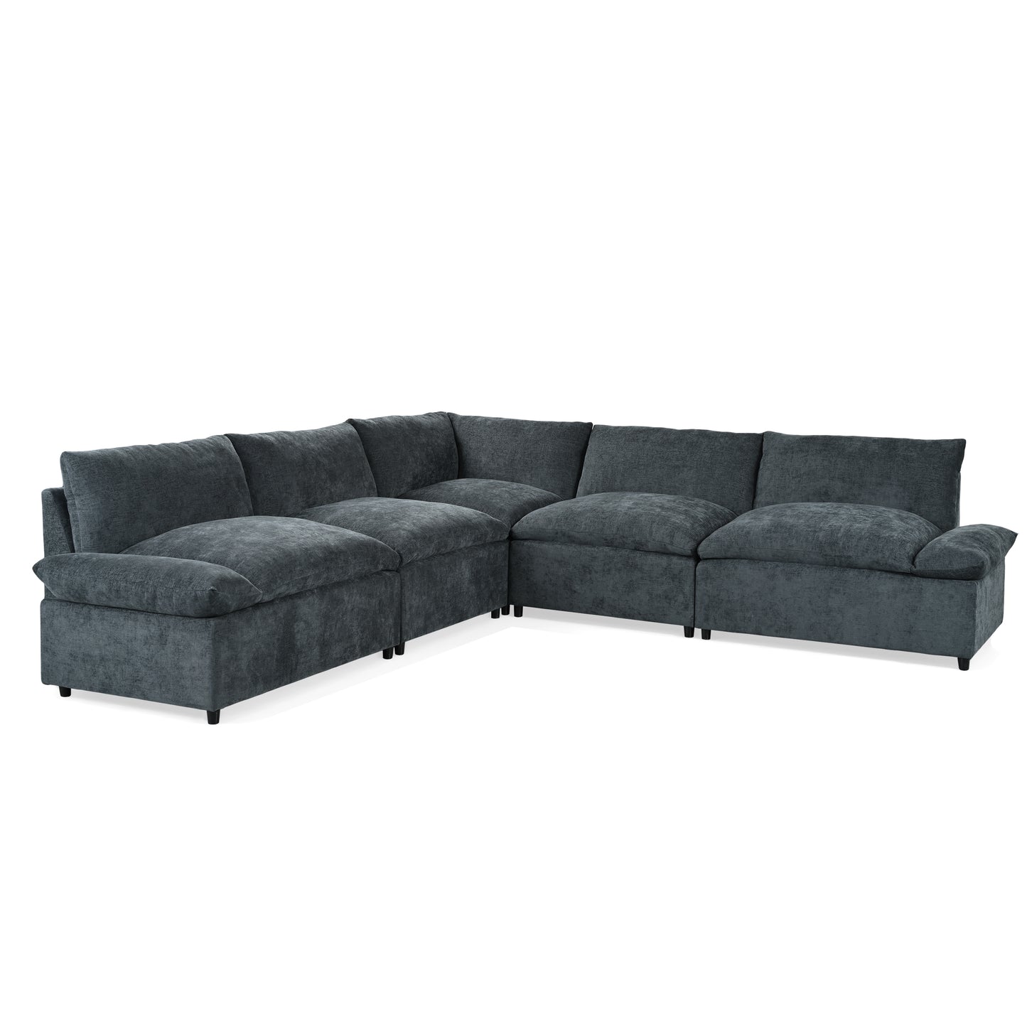 Dark Gray Modular Sectional Sofa - 5 Seat Comfort & Storage