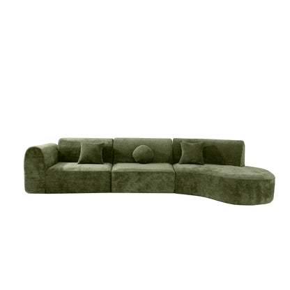 140" Modern Curved Sectional Sofa - Comfortable & Spacious Green
