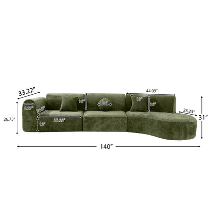 140" Modern Curved Sectional Sofa - Comfortable & Spacious Green