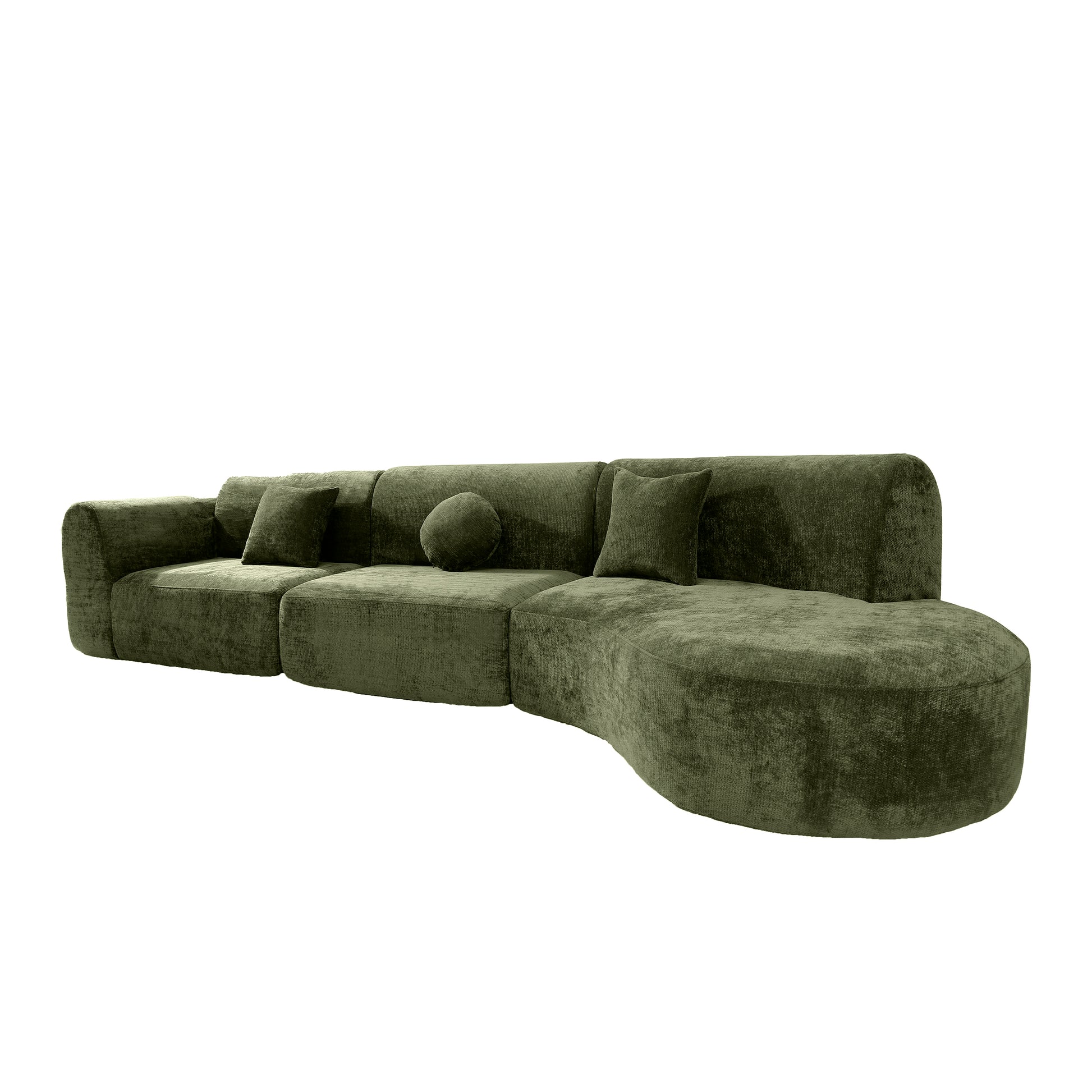 140" Modern Curved Sectional Sofa - Comfortable & Spacious Green