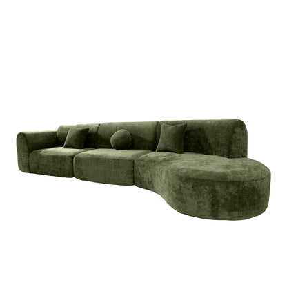 140" Modern Curved Sectional Sofa - Comfortable & Spacious Green