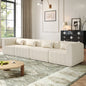 145.5 Inch Modular Full-Compressed Sectional Sofa, Beige Polyester Upholstered Modular Sofa with 4 Pieces, Compressed Sponge Modular Couch for Living Room