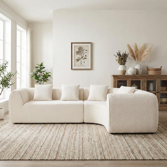110" Modern Curved L-Shaped Modular Sectional Sofa with High-Density Fully Compressed Sponge, 2-Piece Set, Fully Assembled Right Hand Facing, Perfect for Living Room, Lounge