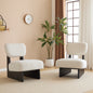 [Set of 2] Modern Beige Lounge Chair with Polyester Upholstery, Sturdy Wood Base With Black Finish, Minimalist and Stylish Accent Seating for Living Room, Bedroom, or Office