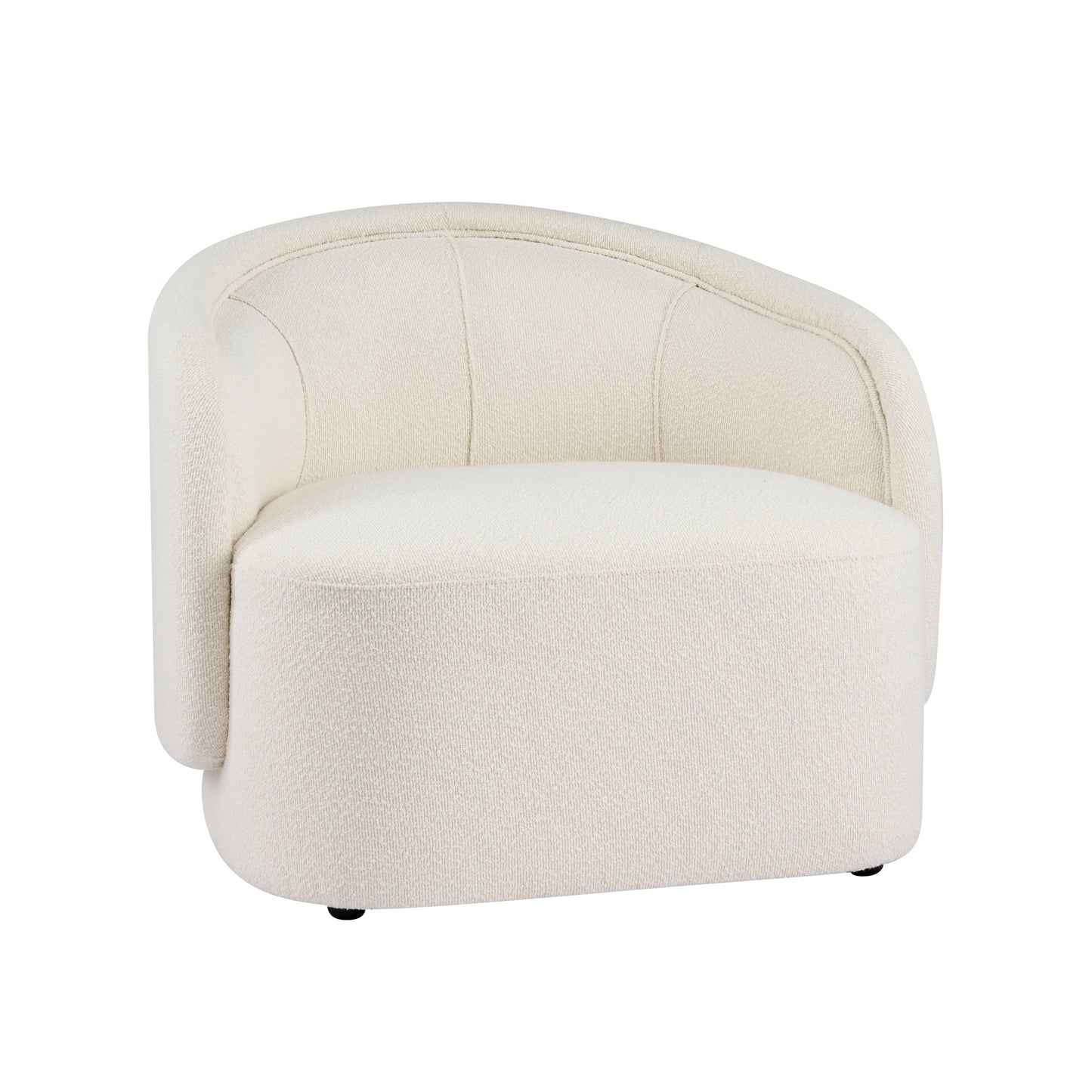 Cream Polyester Boucle Accent Chair - 34" W