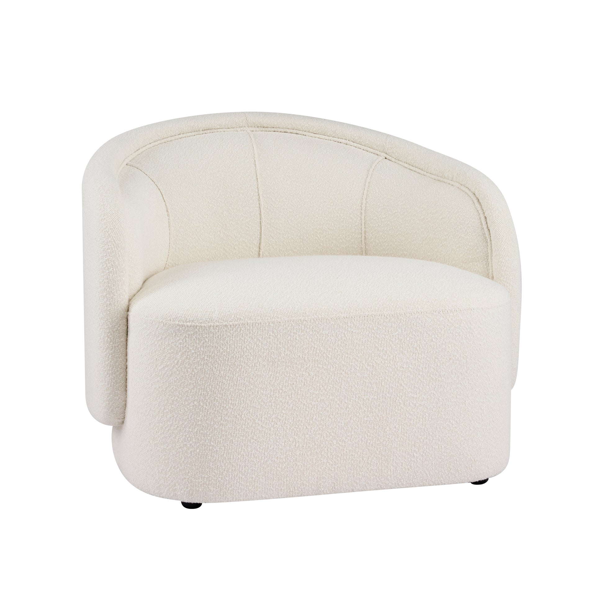 Cream Polyester Boucle Accent Chair - 34" W