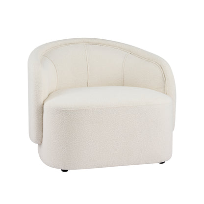 Cream Polyester Boucle Accent Chair - 34" W