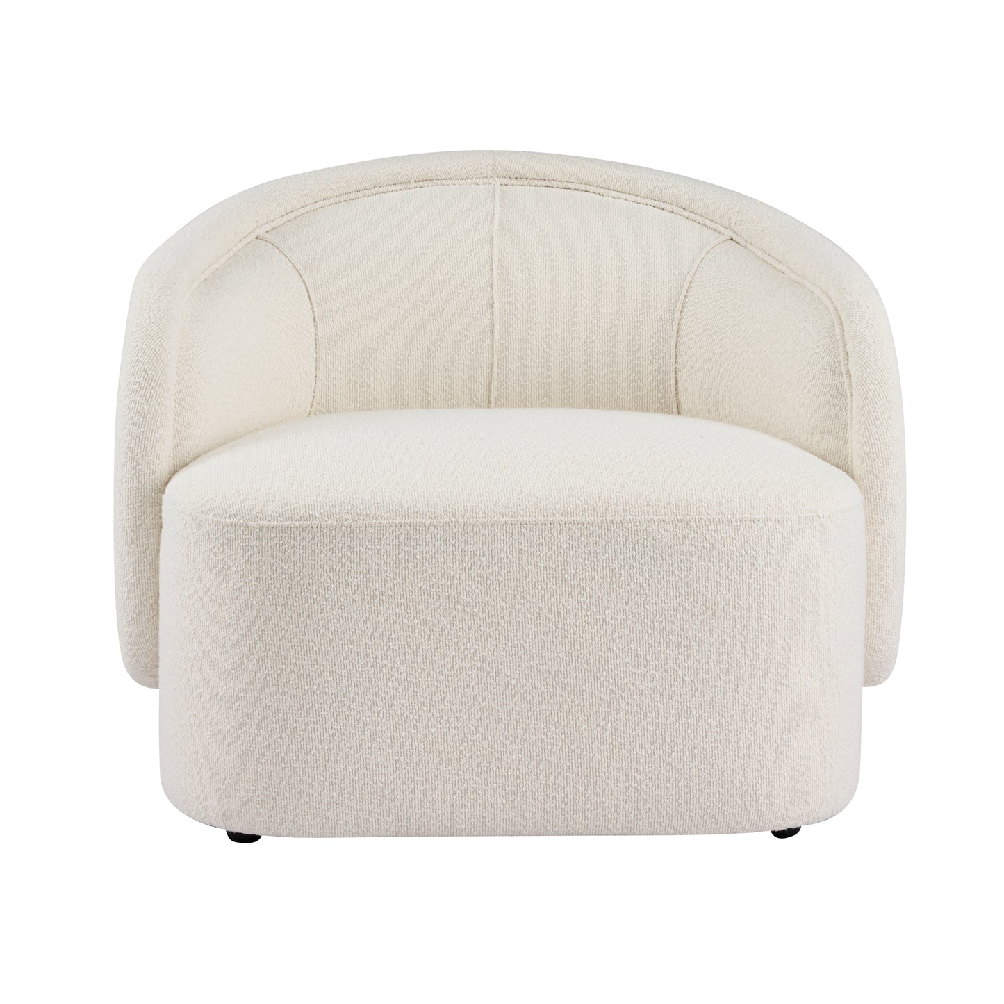 Cream Polyester Boucle Accent Chair - 34" W