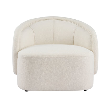 Cream Polyester Boucle Accent Chair - 34" W