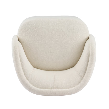 Cream Polyester Boucle Accent Chair - 34" W