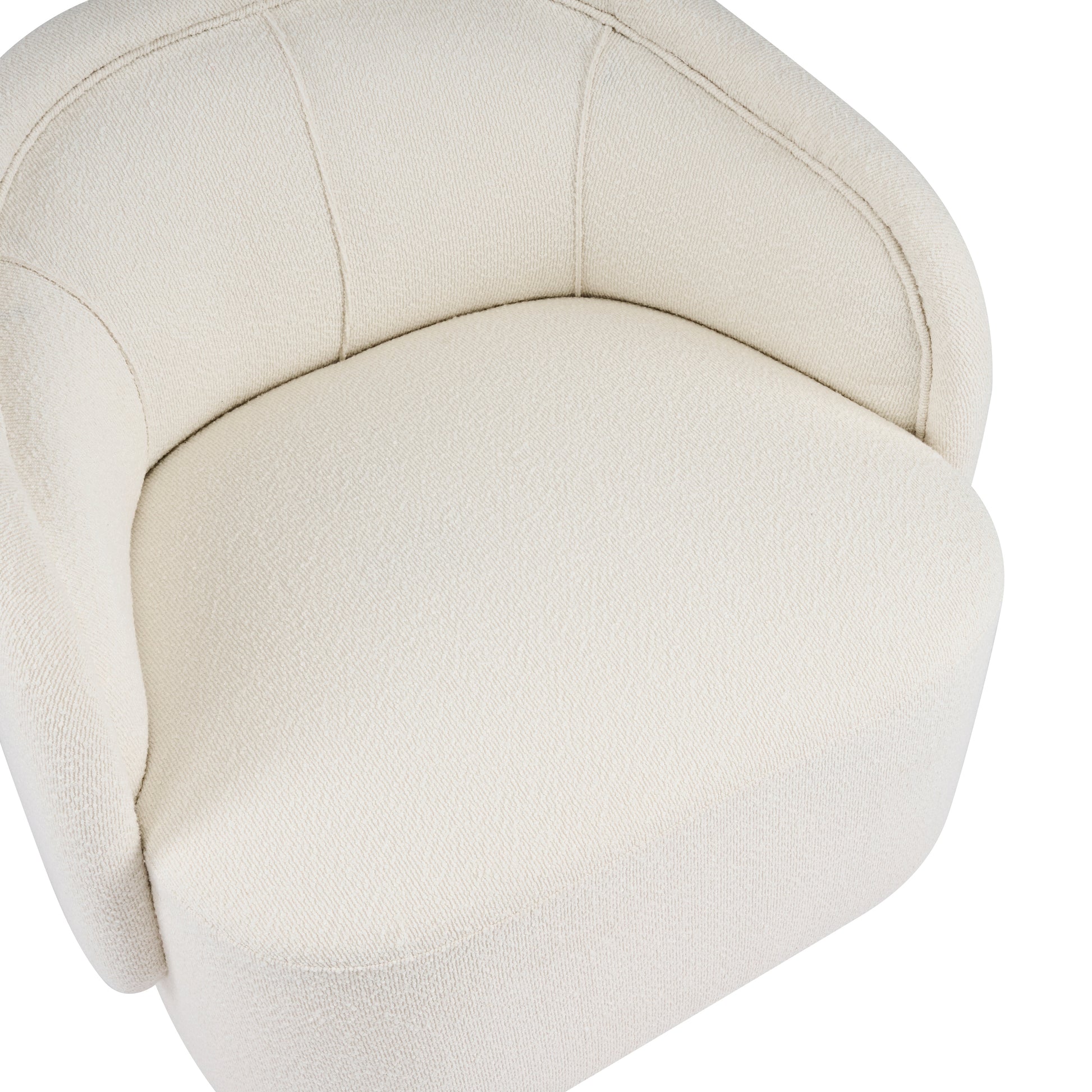 Cream Polyester Boucle Accent Chair - 34" W