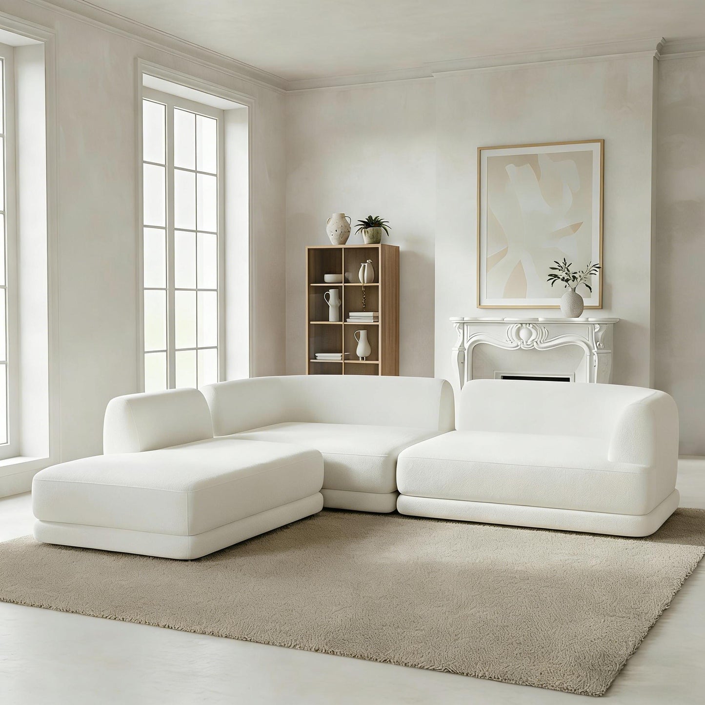 115" Modern L-Shaped Sectional Sofa with High-Density Fully Compressed Sponge and Chaise Lounge, Deep Seating 3-Piece Set, Fully Assembled Right Hand Facing, Perfect for Living Room, Lounge