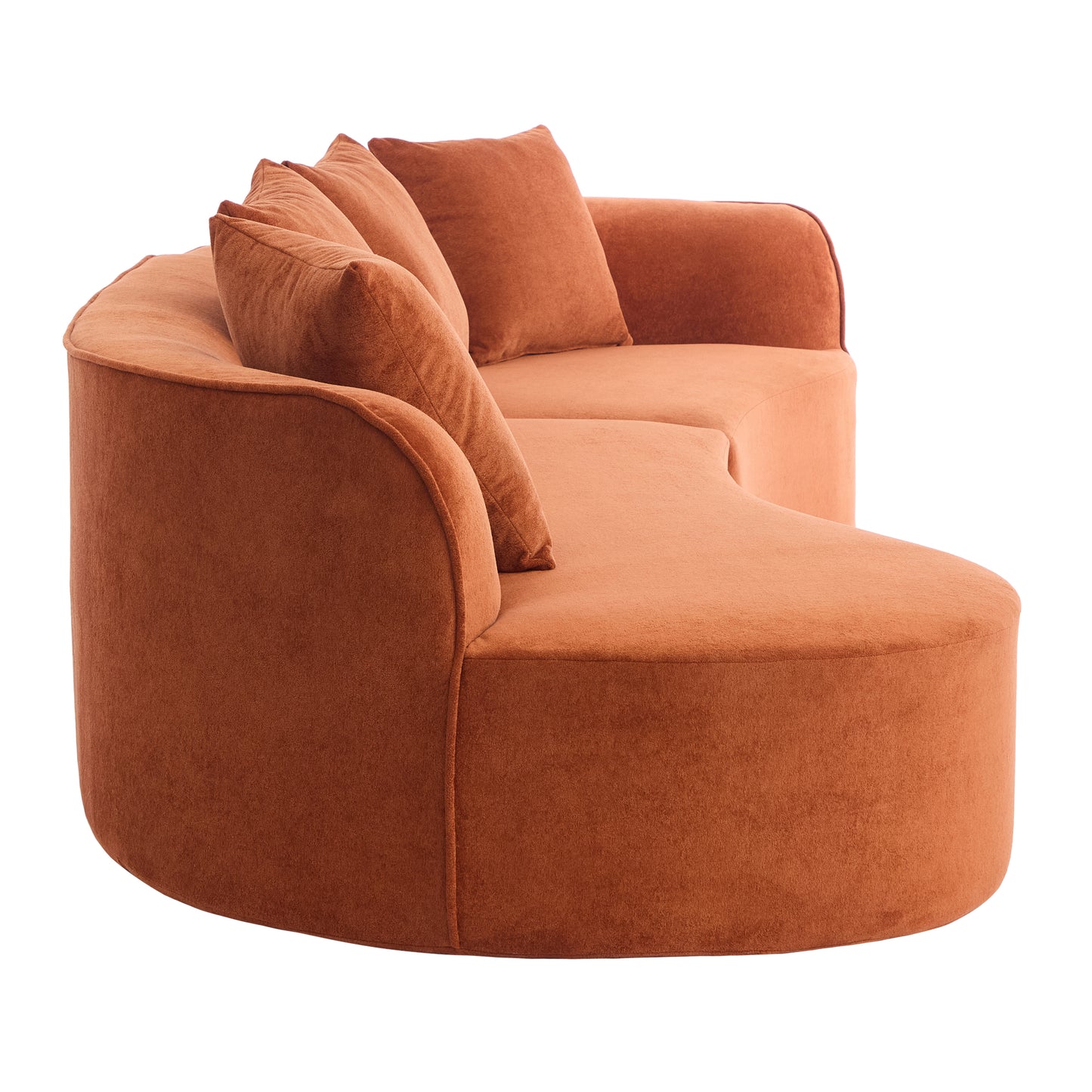 126" Curved Sectional Sofa - Dark Orange Fabric