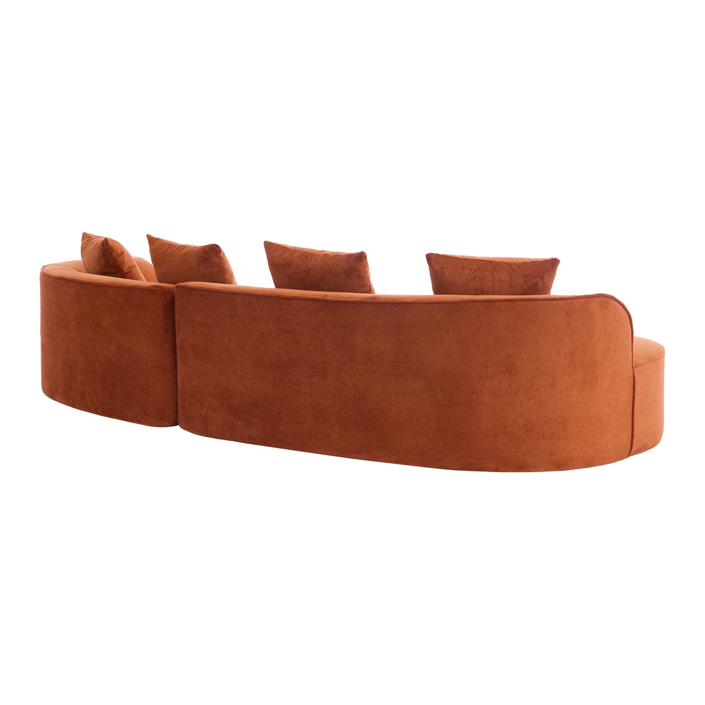 126" Curved Sectional Sofa - Dark Orange Fabric