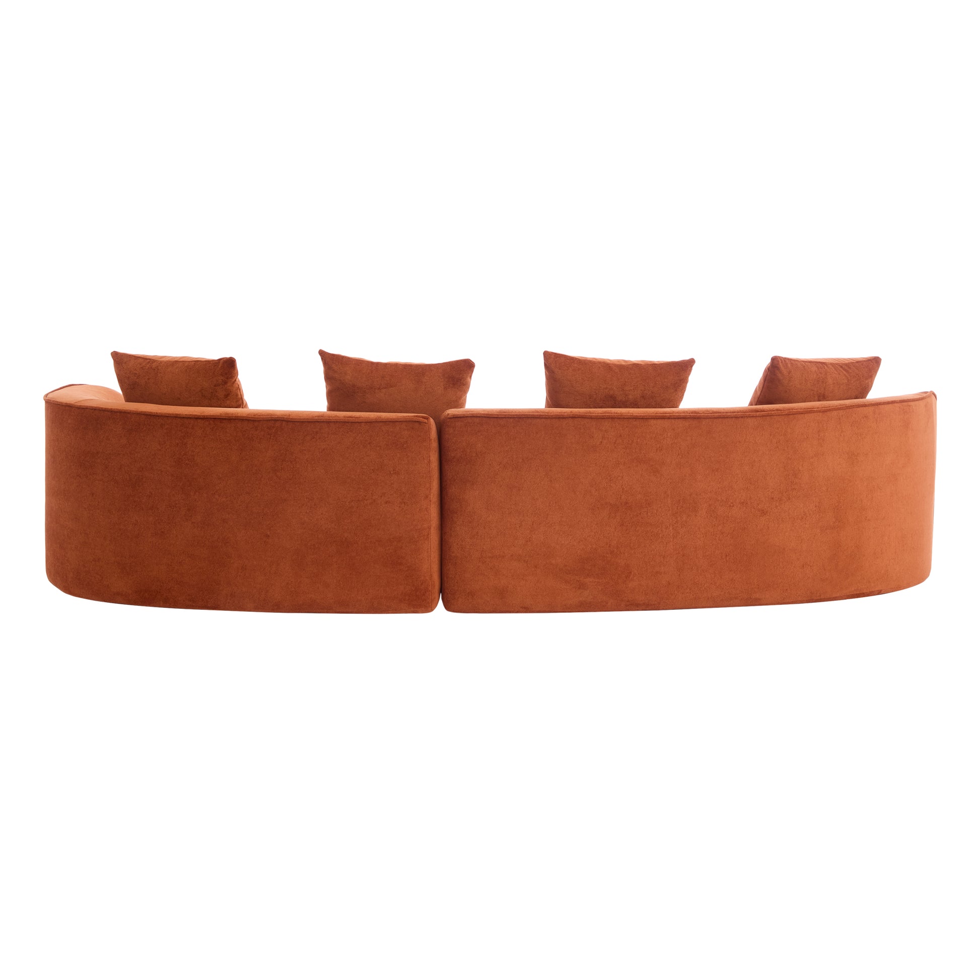 126" Curved Sectional Sofa - Dark Orange Fabric