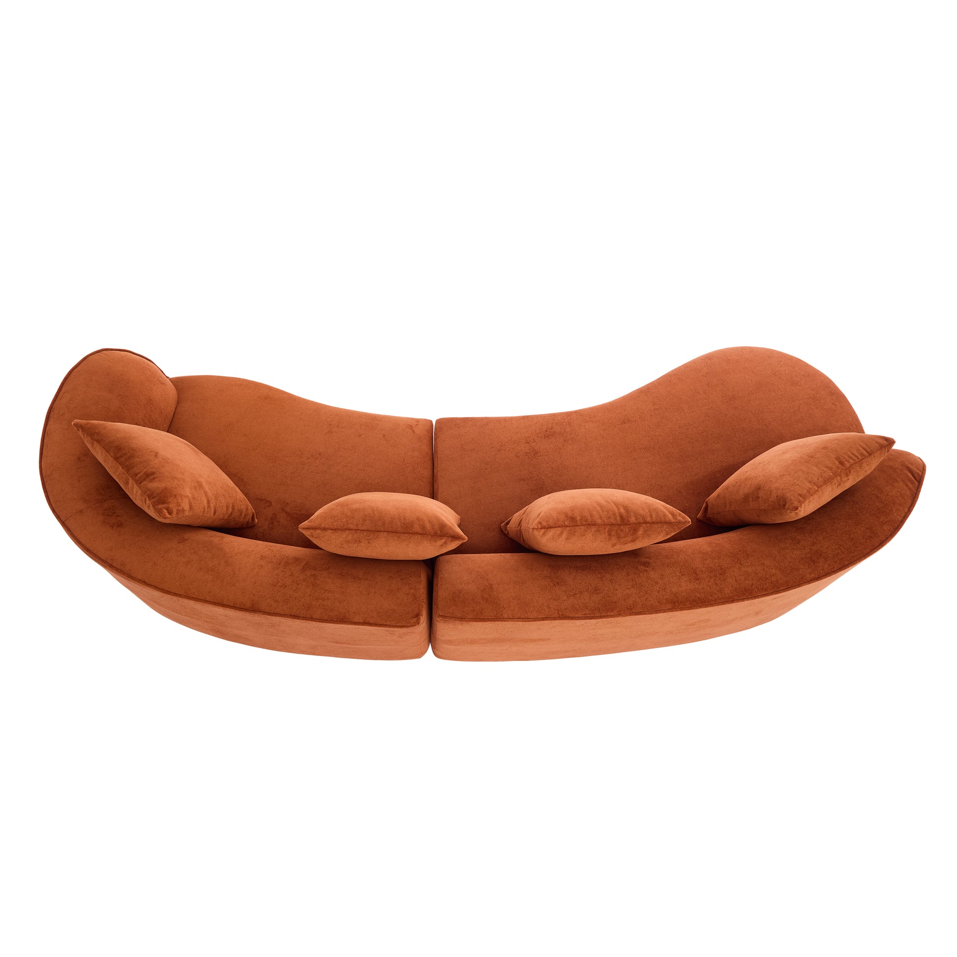 126" Curved Sectional Sofa - Dark Orange Fabric