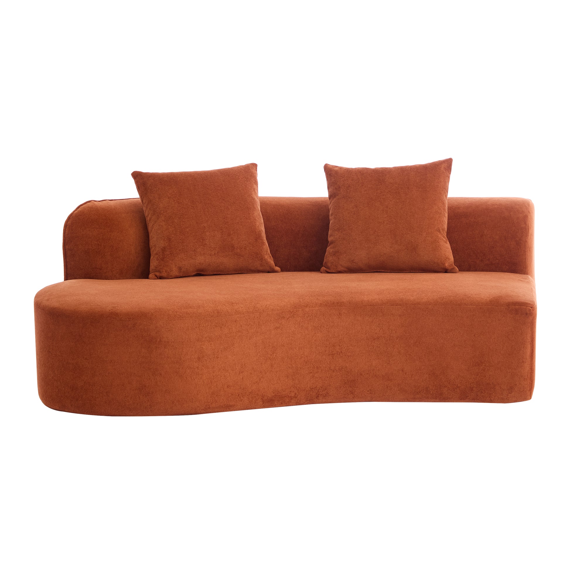 126" Curved Sectional Sofa - Dark Orange Fabric