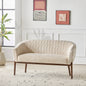 Corduroy Recessed Arm Loveseat(Beige+Walnut-65780)
