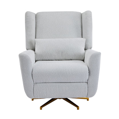 Power Recliner Chair Swivel,Upholstered 360° Swivel Recliner with gold 5 star base-light grey