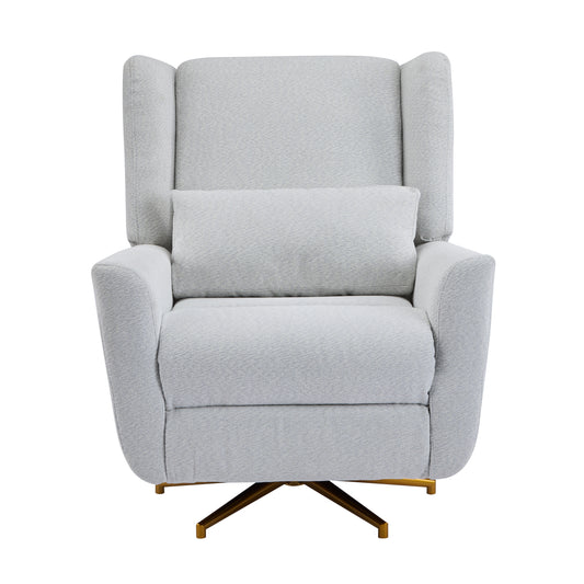 Power Recliner Chair Swivel,Upholstered 360° Swivel Recliner with gold 5 star base-light grey