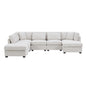 7 - Piece Reversible Modular Corner Sectional-Beige(two corner chairs, three armless chairs, and two ottomans)