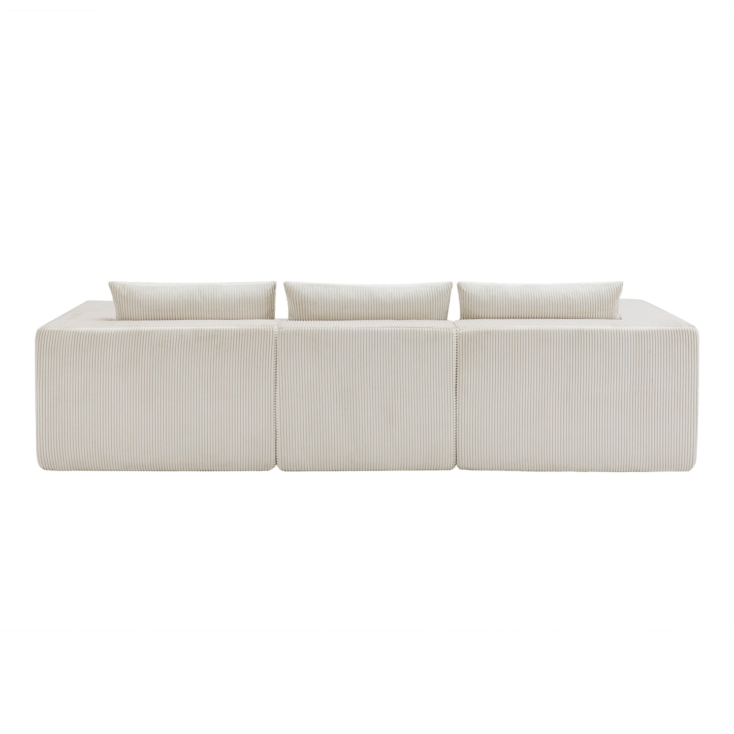 Beige Corduroy 3 Seat Sectional Sofa - 107" for Living Room