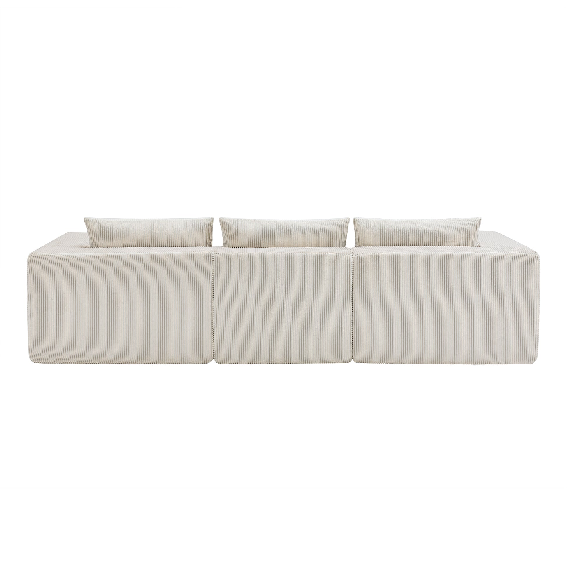 Beige Corduroy 3 Seat Sectional Sofa - 107" for Living Room