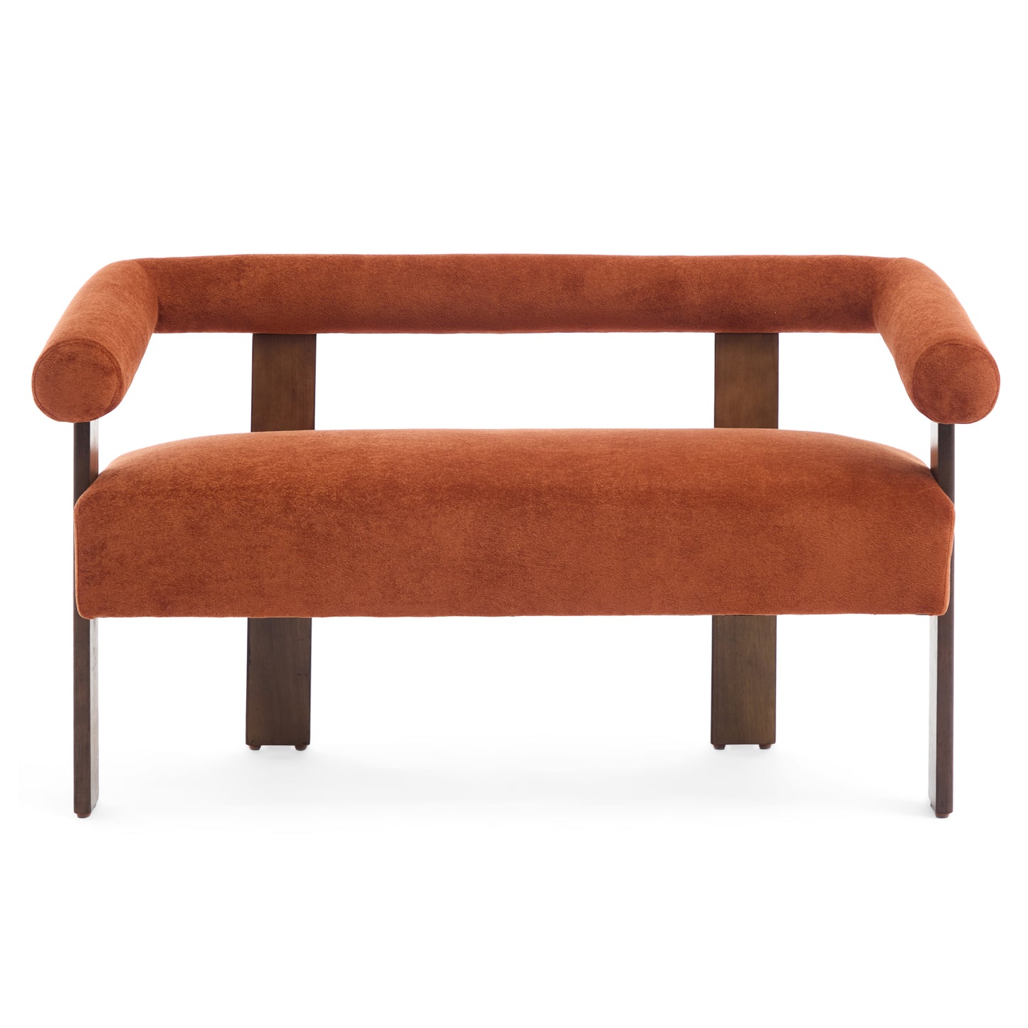 Round armrest loveseat(Dark orange+Brown)