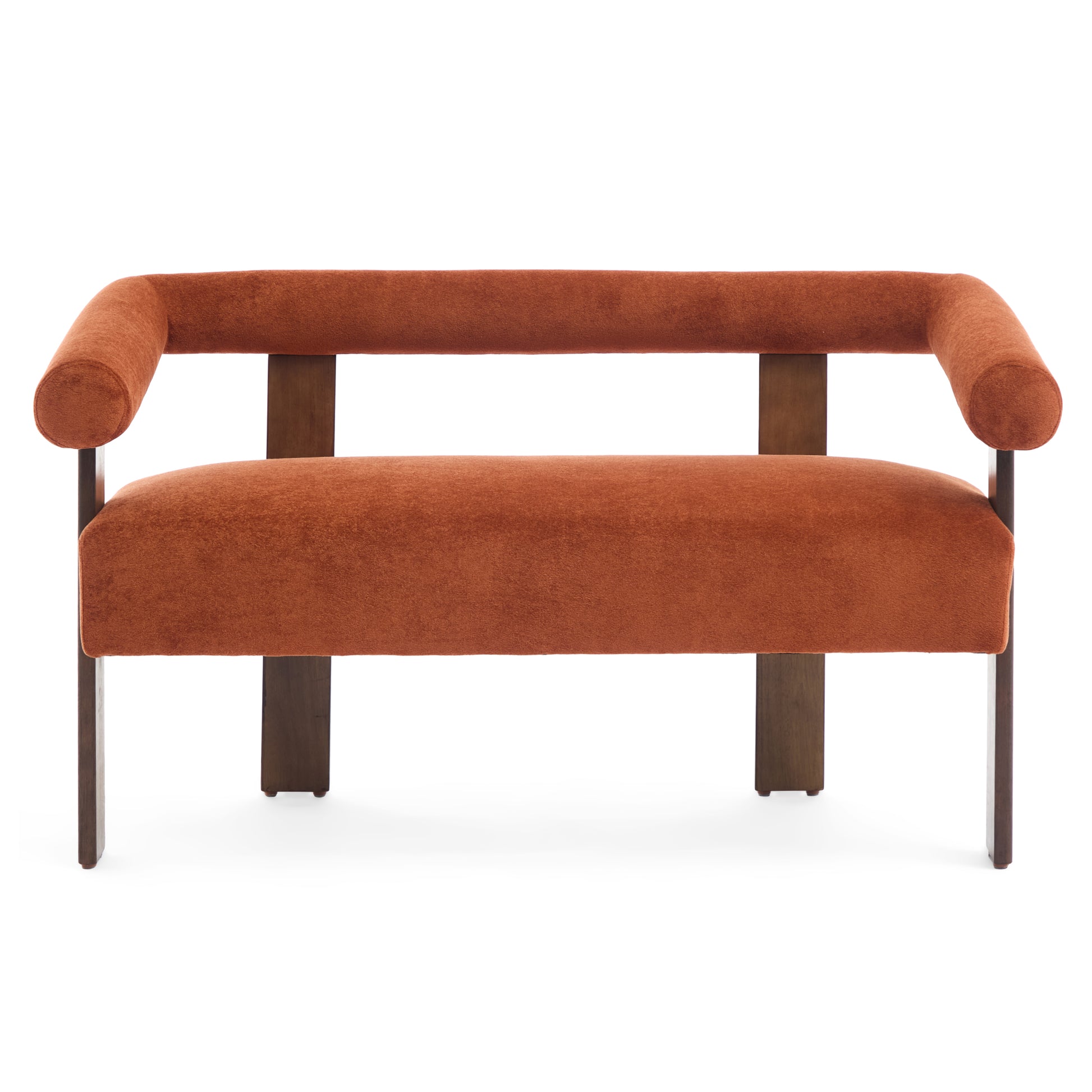 Round armrest loveseat(Dark orange+Brown)